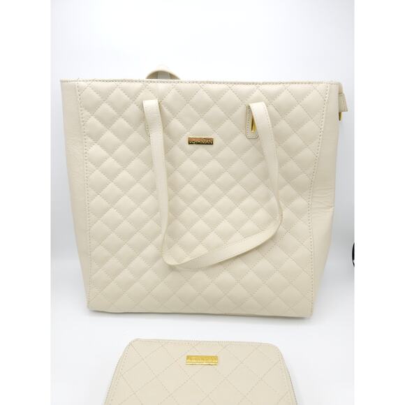 Joy & Iman 100% Leather Tan Handbag With Matching 100% Leather Tan Wallet - Picture 2 of 9